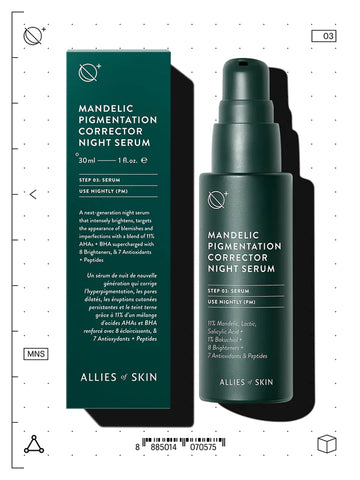 Allies of Skin Mandelic Pigmentation Corrector Night Serum, 30ml SHORTDATED 2nd August 2024